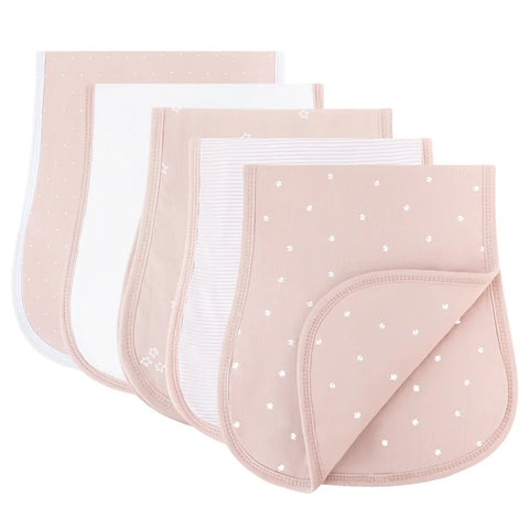 Ely's & Co. Burp Cloths Cotton 5Pk - Girls Pink Tulip