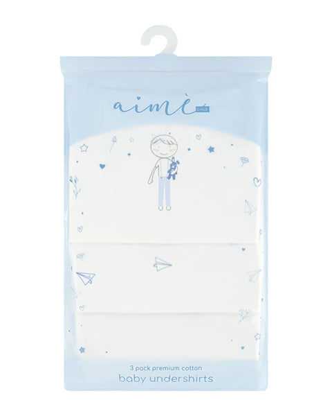 Aime 3 pack Print Undershirts - Boys Original Paper Planes