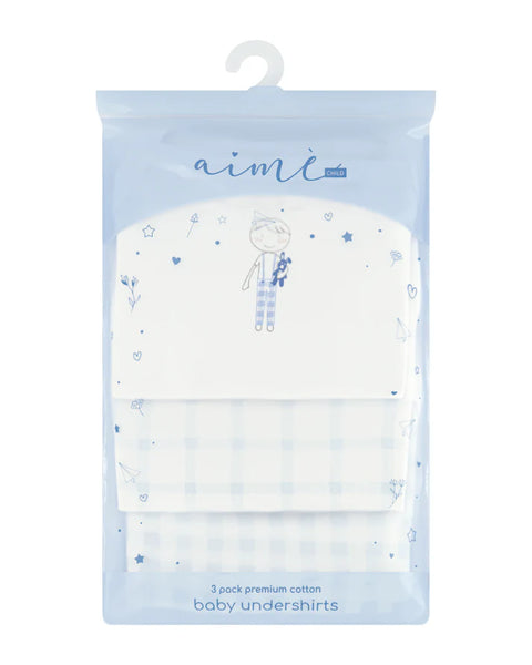 Aime 3 pack Print Undershirts - Boys Gingham