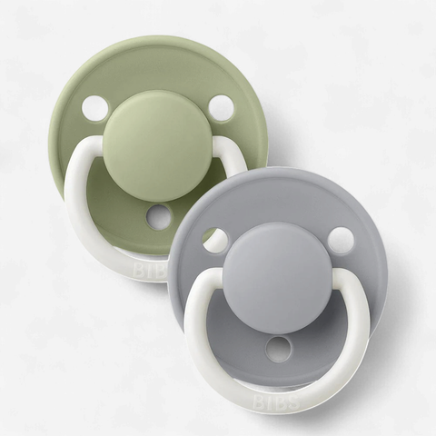 Bibs De Lux Silicone Pacifier Glow in the Dark 2pack - Sage,Cloud