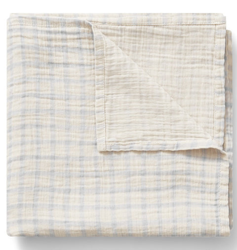 Garbo & Friends Gingham Sky Blue Muslin Swaddle
