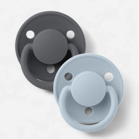 Bibs De Lux Silicone Pacifier 2pack - Iron,Baby Blue