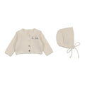 Lilette Le Bebe Knit Cardigan & Bonnet Set - Cream Blue