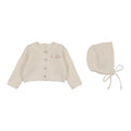 Lilette Le Bebe Knit Cardigan & Bonnet Set - Cream Pink
