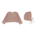 Lilette Le Bebe Knit Cardigan & Bonnet Set - Dusty Pink