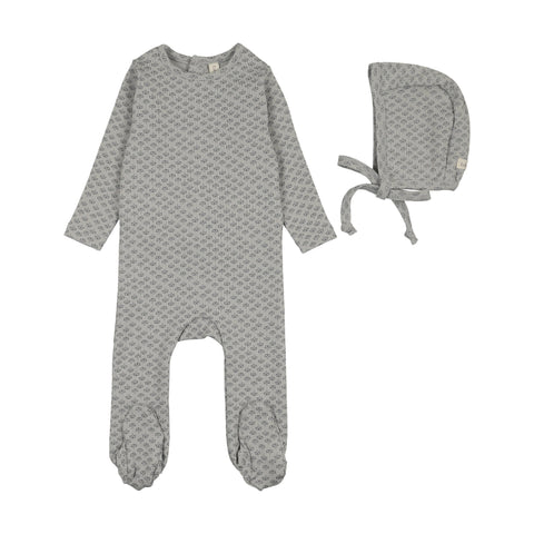 Lilette Mini Flora Print Footie Set - Pale Blue