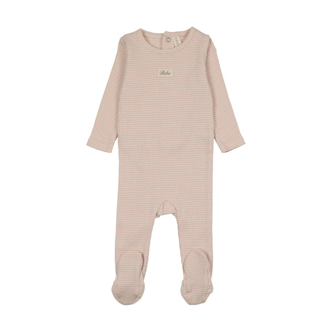 Lilette Striped Bebe Footie - Dusty Pink