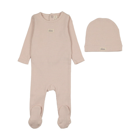 Lilette Striped Bebe Footie Set - Dusty Pink