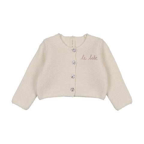 Lilette Le Bebe Knit Cardigan & Bonnet Set - Cream Pink