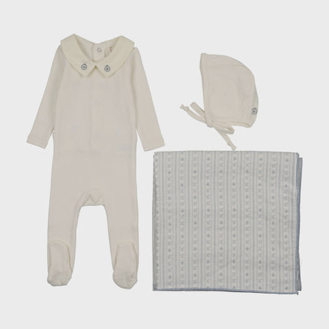 Lilette Sweetheart Collar Swaddle Blanket SCLS - Cream Blue