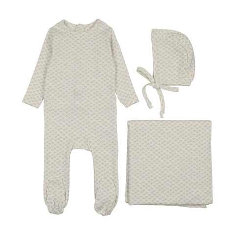 Lilette Mini Flora Print Layette Set - Cream Blue