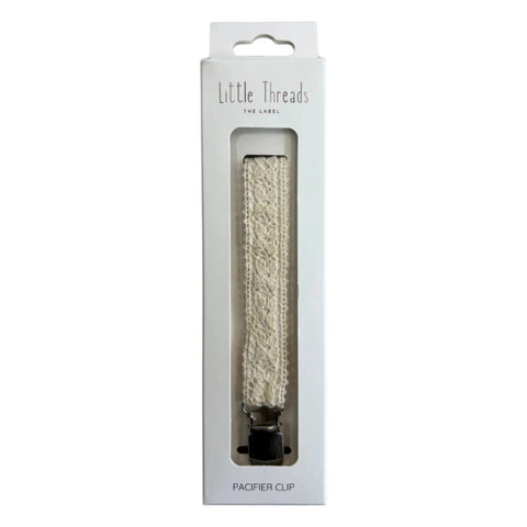 Little Threads Pacifier Clip - Crochet Ribbon Buttercream