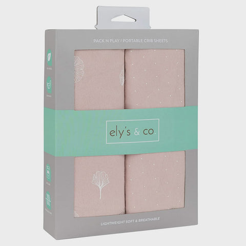 Ely's & Co. 2pk Pack n Play Sheets - Gingko Leaf & Pink Dot