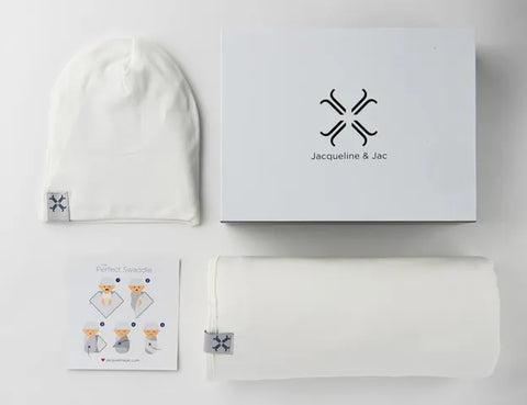 Jacqueline and Jac Blanket & Beanie Set - Natural White