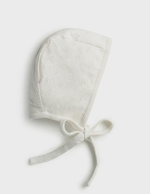 Jacqueline & Jac Pointelle Knit Bonnet - Natural White