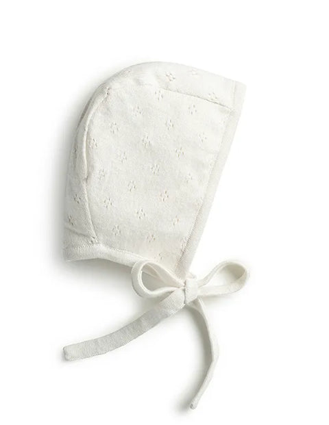Jacqueline & Jac Pointelle Knit Bonnet - Natural White