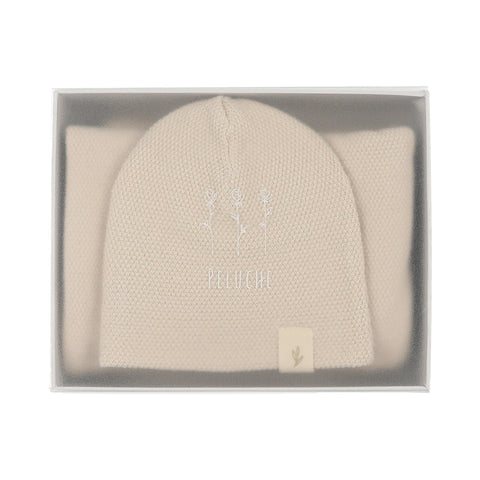 Peluche Knit Swaddle + Beanie Set - Stone