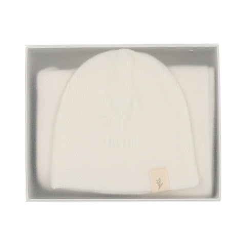Peluche Knit Swaddle + Beanie Set - Cream