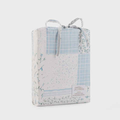 Petite Belle 3pc Crib Sheet Set - Floral Patch Blue