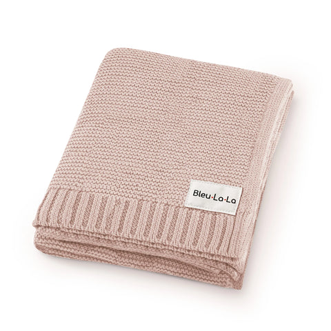Bleu La La Cotton Knit Blanket - Blush Pink