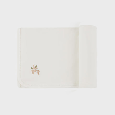 Ely's & co. Ribbed Floral Embroidered Blanket - Ivory