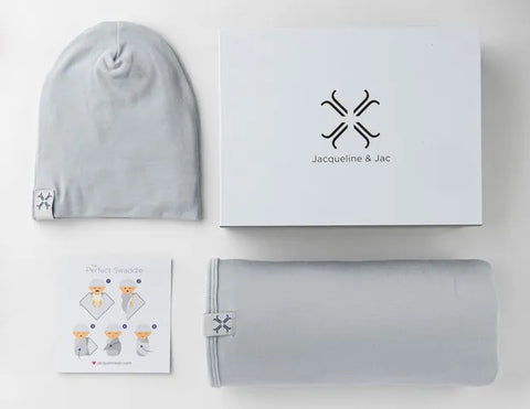 Jacqueline and Jac Blanket & Beanie Set - Silver