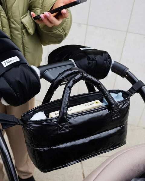 7AM Romy Stroller Organizer - Black Liquid Shine