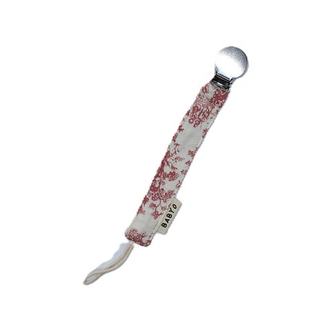 Baby O Toile Paci Clip - Red