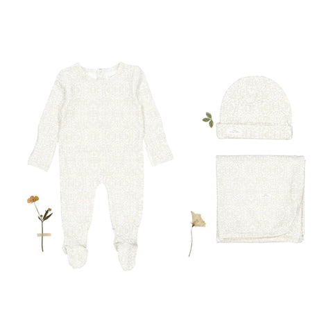 Lovely Littles Printed Footie Hat & Blanket Set - Vintage Vines